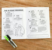 A Break down of the Black Panther Party's 10-point program is the coloring centerfold of this activity book. 